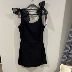 Jasmine Black Mini Dress with Bow Straps
